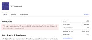 ACF無料版(５～６)の繰り返しフィールドacf-repeaterが動作不全になった場合の対処方法